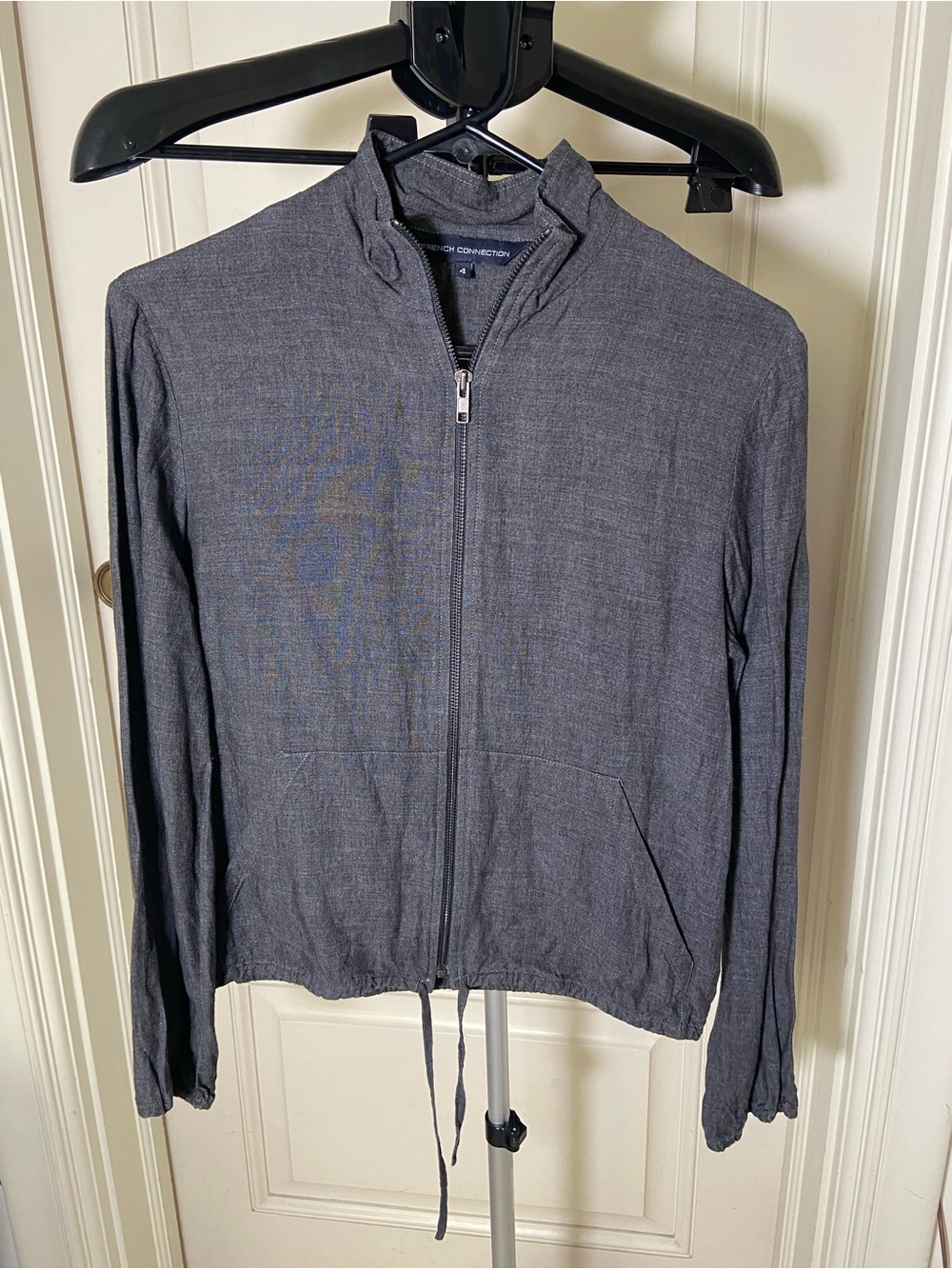 French Connection Gray Zip-Up Linen blend Jacket size 4
